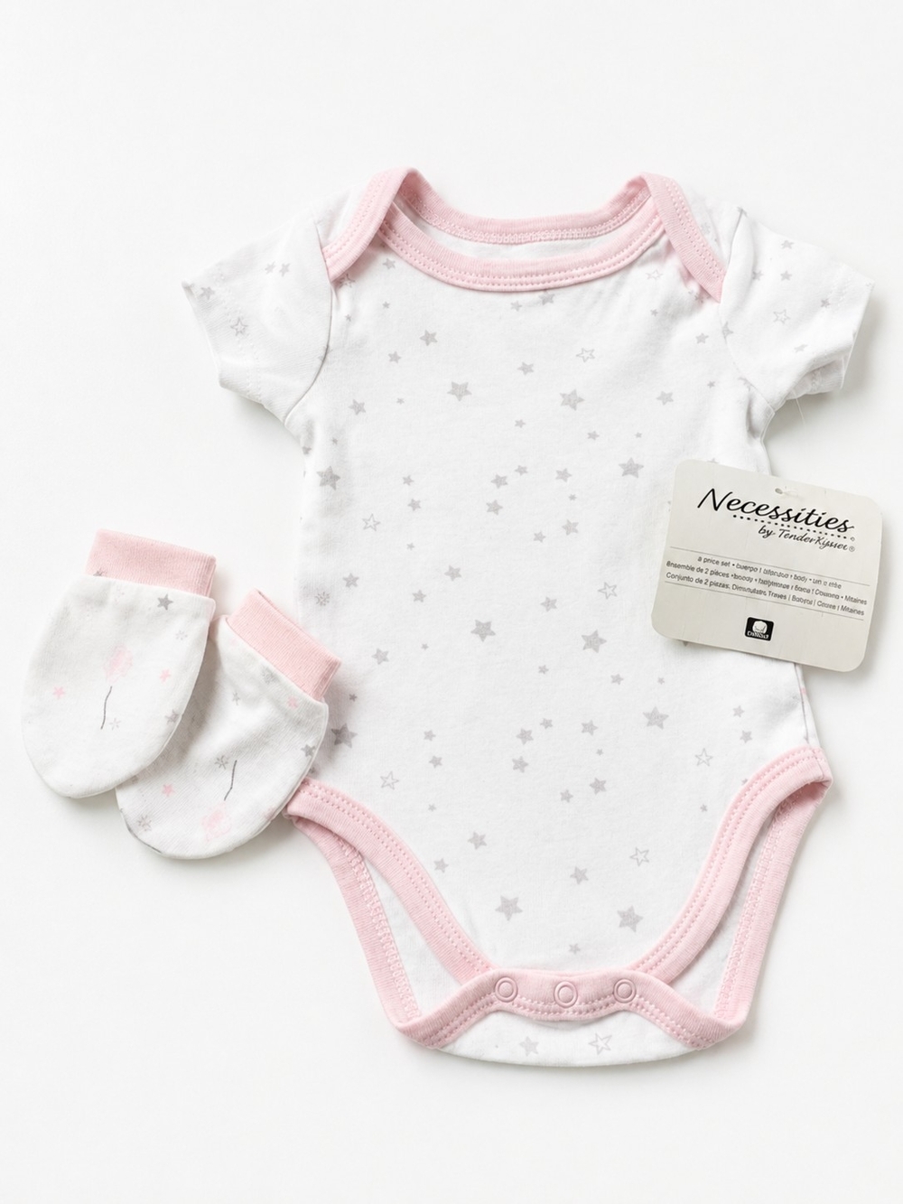 NWT Necessities by Tender Kisses 3-6 Months Baby Girl Cotton Star Print Onesie
